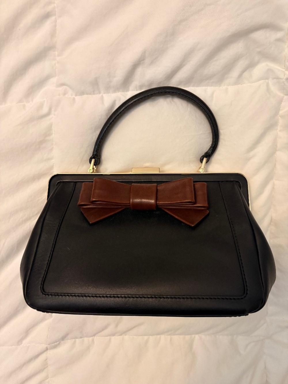 Kate Spade Cricket Street Small Emilia Hand Bag Bow Black Leather